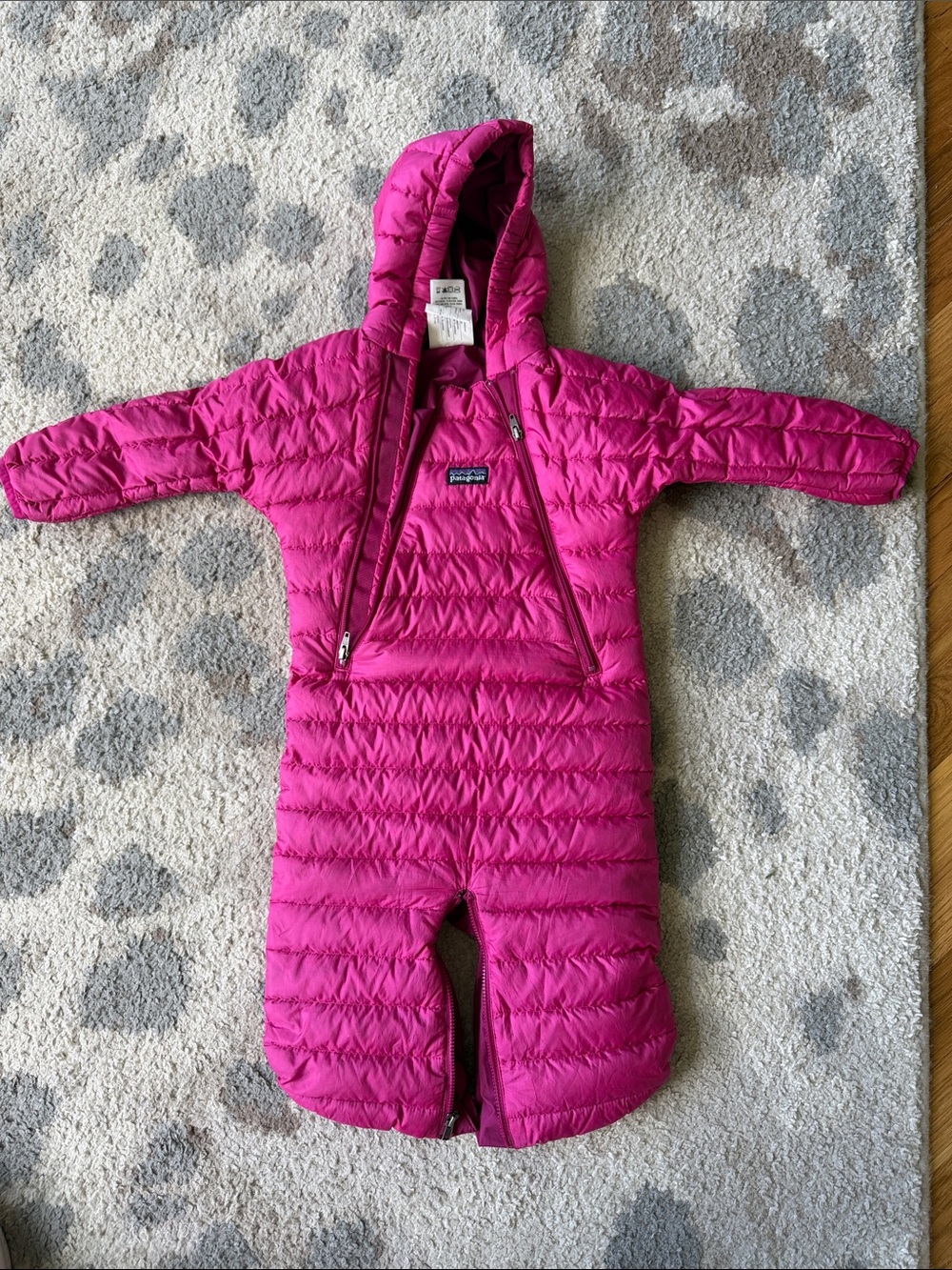 Patagonia infant down bunting in bright pink